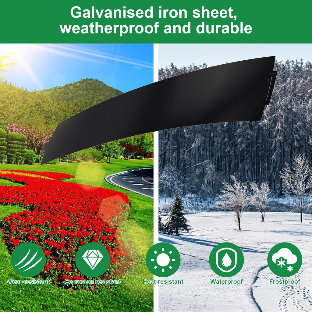 Rasenkante verzinkt Metall, 5m 10m 15m 20m 25m 30m 35m 40m 45m 50m 100x18cm Beeteinfassung Mähkante Palisade Gartenbeet, Silber oder Schwarz(Länge 5m - Höhe 18cm)