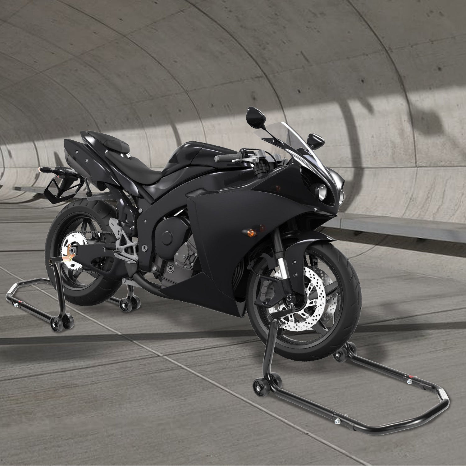 Motorradständer hinten & vorn Motorrad Set, Motorrad Ständer Motorrad Heber mit 4 Rollen Motorrad Hebebühne, Stabilität, Belastbar bis 300 kg