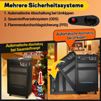 Gasheizung für Innenräume 3800W, Gasofen, 2 Stufen, Gasschlauch Gasheizer mit 2 Heizstufen, ODS-System, Regler, Schlauch und 5 Rollen für Balkon, überdachte Terrasse und belüftete Räume