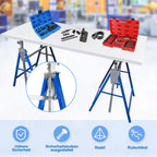 Arbeitsständer, 2er-Set, höhenverstellbar, 7 Stufen (80–130 cm), Gerüstständer, Tragkraft 400 kg pro Paar, klappbare Ständer für Haushalt, Werkstatt und Garten, blau