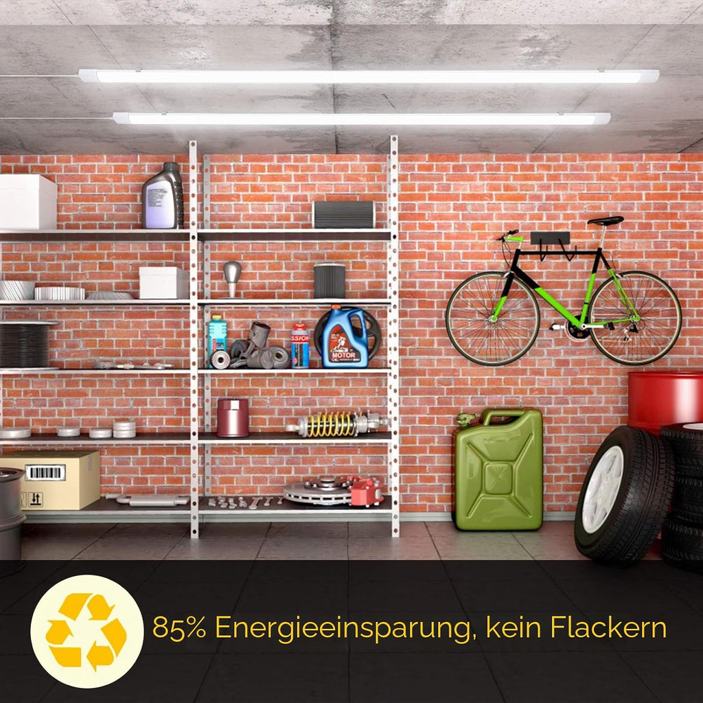 Feuchtigkeitsbeständige Leuchte, 18/36/48 W, 4000 K, neutralweißes Licht, wasserdichte LED-Badezimmerleuchte gemäß IP65-Standard, geeignet für feuchte Umgebungen wie Garagen, Werkstätten, Keller, Abstellräume und Büros [Energieeffizienzklasse F]