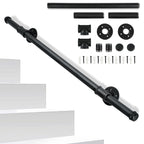 Treppengeländer, Geländer für Innen- und Außentreppen, schwarze Handläufe, wandmontierte Handläufe (inklusive Befestigungszubehör), wandmontierte Halterungen für Treppenhandläufe, geeignet für Treppen, Geländer und Balkone (100 cm/150 cm/200 cm/300 cm)