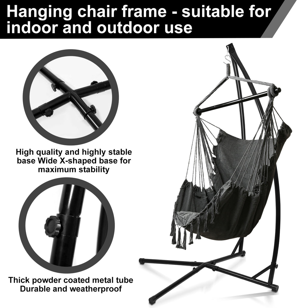 Hängesessel Gestell Hängemattengestell aus Metall Hängesessel-Ständer 150kg für Hängesessel im Innenbereich, Schlafzimmer, Garten (L x W x H)120 x 120 x 210cm