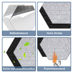 12–36 Stück sechseckige Akustikplatten, selbstklebend, schwarz/grau, aus hochdichtem Dämmmaterial, platzsparend, geeignet für Wandverkleidungen und Schalldämmung, ideal für Tonstudios und die Wohnraumgestaltung (30 x 26 x 0,9 cm)