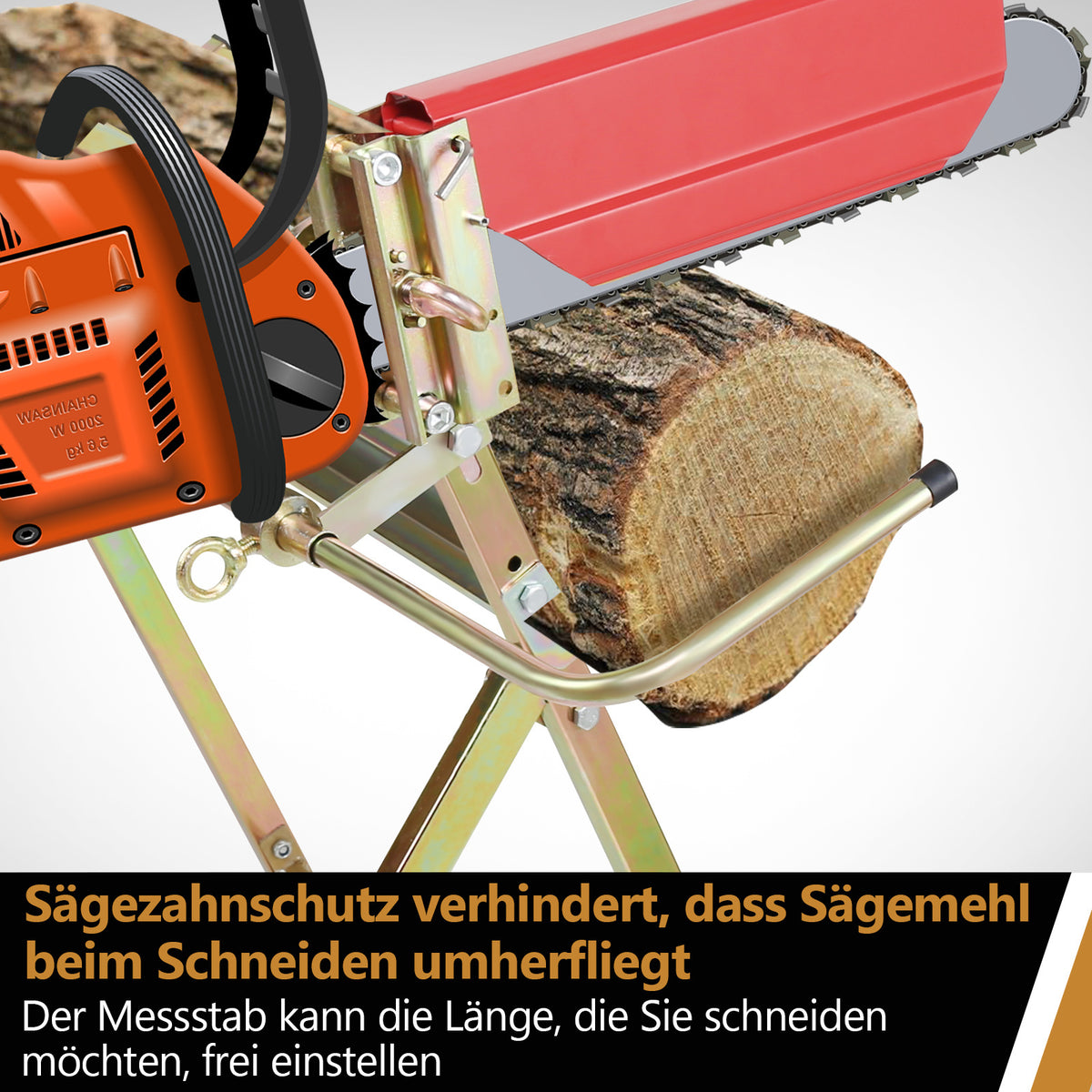 Verzinkter, klappbarer Holzsägeständer, geeignet zum Holzspalten und für Kettensägen, mit einer Tragkraft von bis zu 150 kg, goldfarben, 80 x 65 x 78 cm