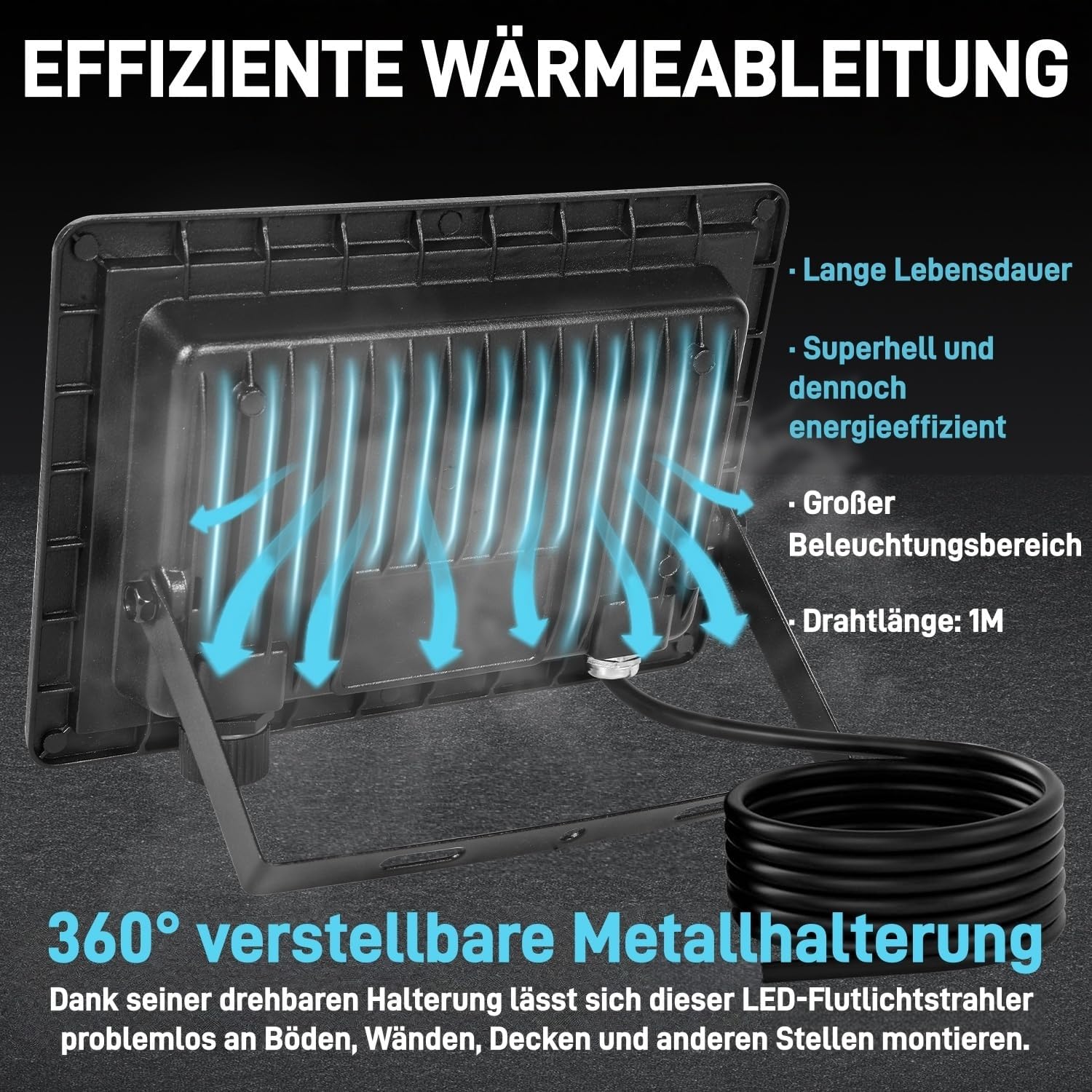 LED Strahler Außen 20/30/50/100W, 3000K/4000K/6500K LED-Strahler Dimmbar, Superhell Fluter Flutlichtstrahler, IP66 Wasserdicht Scheinwerfer Aussenstrahler für Hof, Garten, Garage
