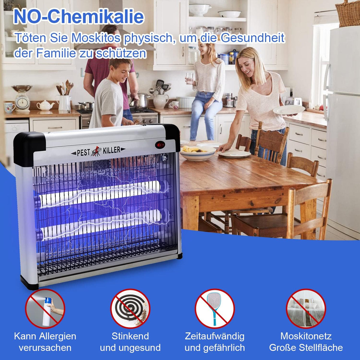 12 W / 30 W / 40 W Elektrischer Mückenvernichter mit UV-Lampe – ohne giftige Chemikalien – geeignet für Innenräume, Schlafzimmer, Außenbereiche und den Garten