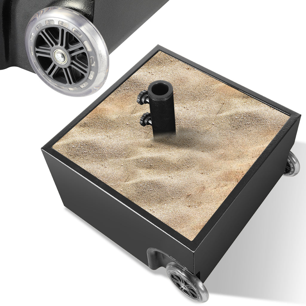 Sonnenschirmständer mit Rollen, 77 kg, geeignet für Schirmstangen mit 38/48 mm Durchmesser, bepflanzbarer Sonnenschirmständer (mit Abflusslöchern und befüllbarem Sockel), mobiler Sonnenschirmständer für Terrasse und Garten