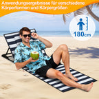 Strandliege Klappbar leicht, strandmatten gepolstert,Strandliege mit Handtasche,Staufächern,eingebautes Kissen mit 5-Gang-Einstellung, verschleißfestes Gewebe(158cm)
