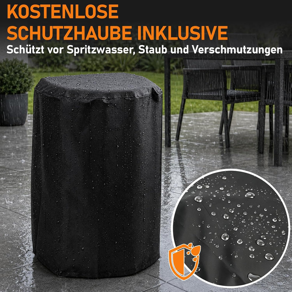 Gasheizung für Innenräume 4200W, Gasofen, 2 Stufen, Gasschlauch Gasheizer mit Dreieckbrenner, Druckregler, Gasschlauch und Schutzhülle für Balkon, überdachte Terrasse und belüftete Räume