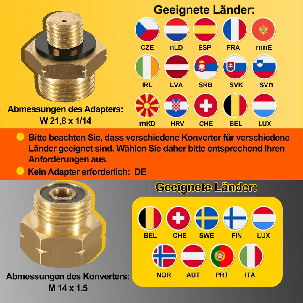 Gasheizung für Innenräume 3800W, Gasofen, 2 Stufen, 2 EU-Adapter Gasheizer mit 2 Heizstufen, ODS-System, 2 EU-Adaptern und 5 Rollen für Balkon, überdachte Terrasse und belüftete Räume