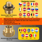 Gasheizung für Innenräume 3800W, Gasofen, 2 Stufen, 2 EU-Adapter Gasheizer mit 2 Heizstufen, ODS-System, 2 EU-Adaptern und 5 Rollen für Balkon, überdachte Terrasse und belüftete Räume