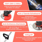 Akku-Rasenmäher, Rasentrimmer (Set mit 2 Akkus à 1,5 Ah und Ladegerät), 2-in-1, 18.000 U/min, 24 V, Kantenschneider