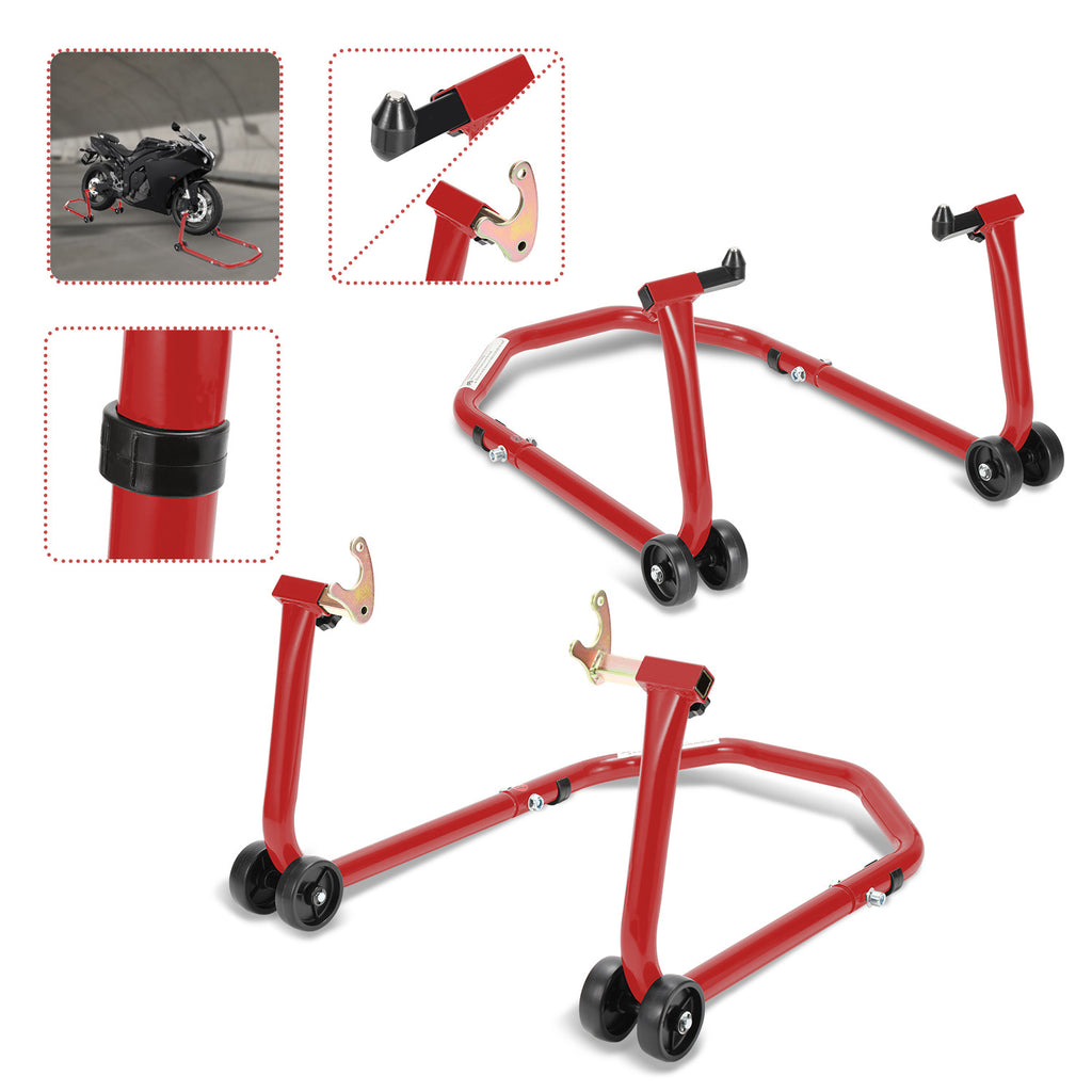 Motorradständer hinten & vorn Motorrad Set, Motorrad Ständer Motorrad Heber mit 4 Rollen Motorrad Hebebühne, Stabilität, Belastbar bis 300 kg