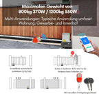 Schiebetorantrieb Garagentorantrieb, Schiebetorantrieb Set mit Fernbedienungen und WLAN-Funktion, Automatischer Flügeltorantrieb Torantrieb Wasserdicht