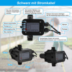 Pumpensteuerung, Druckschalter mit Kabel, 10 bar, mit Bar-Anzeige, der Druckschalter überwacht den Wasserdruck – automatisches Ein- und Ausschalten, Gartenhäuschen