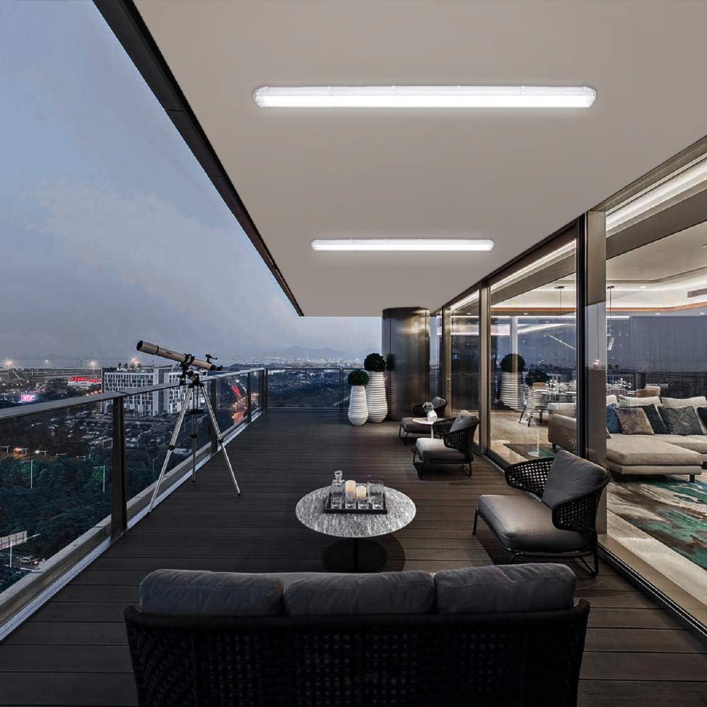 18W Feuchtraumleuchte LED 120cm, Wannenleuchte T8-Doppelleuchte 4000K 3060lm, 50000H, IP65 Werkstattlampe Badlampe Leuchtstoff Röhren Garagenlampen, Bürodeckenleuchte