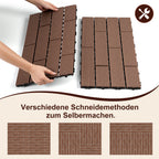 30 x 60 cm WPC-Terrassenfliesen , Klick-Verlegesystem, Teakholzfarben/Rotbraun/Dunkelgrau, 1–5 m² | WPC-Fliesen, Balkonfliesen, witterungsbeständige Platten mit Entwässerungsfunktion, einfache Verlegung, geeignet für Terrassen, Balkone und Gärten
