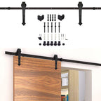 Schwarze Beschläge für Schiebetüren, pfeilförmige Beschläge für Schiebetüren, Schienen für Schiebetüren, geräuscharmer Lauf, erhältlich in den Längen 183 cm, 200 cm und 363 cm (Tür nicht im Lieferumfang enthalten)