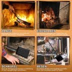 Holzregal für den Innenbereich, 37 x 33 x 74 cm, Holzregal mit Kaminbesteck, Metall-Holzregal (für den Außenbereich), Hilfsmittel zum Stapeln von Brennholz, schwarzes Hilfsmittel zum Stapeln von Brennholz