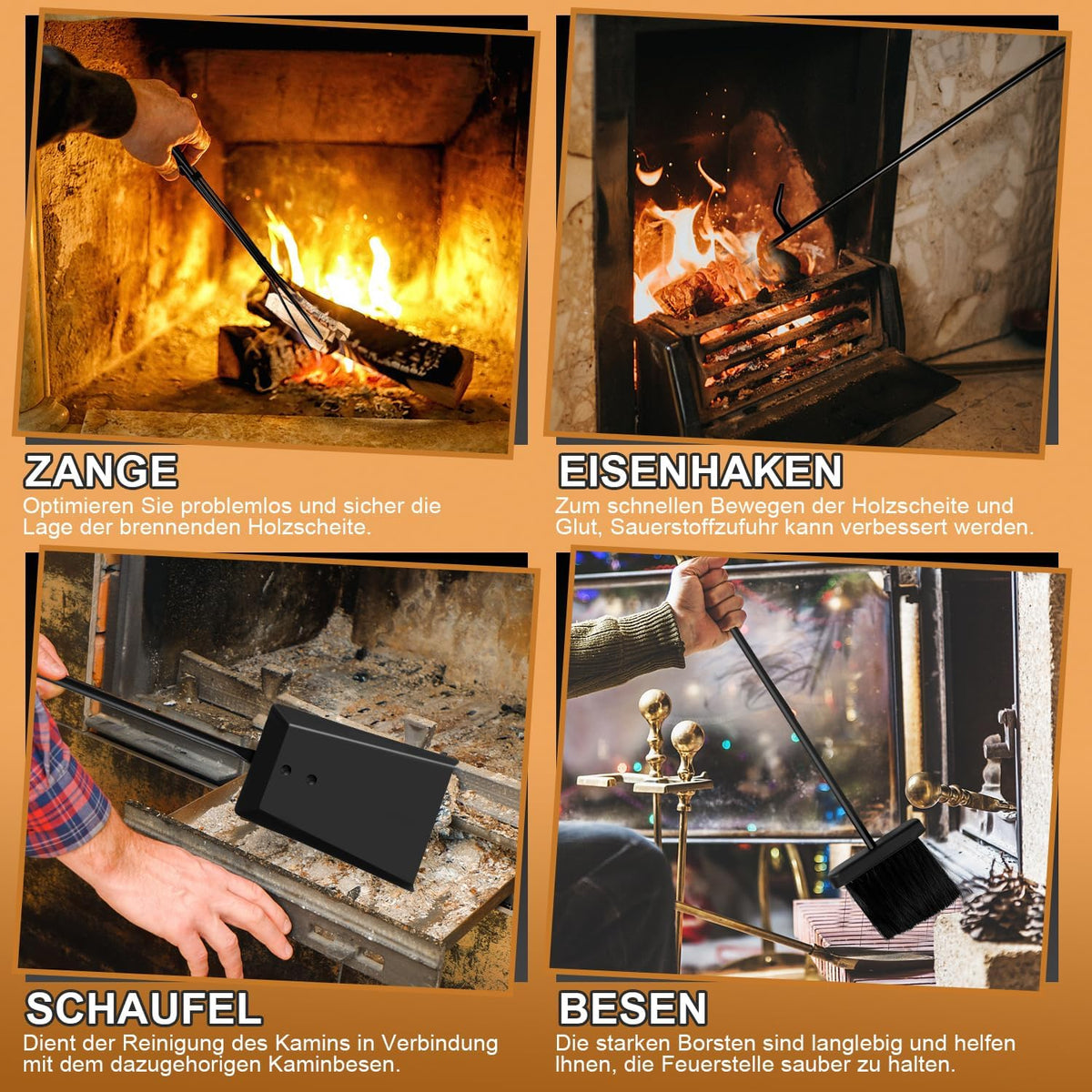 Holzregal für den Innenbereich, 37 x 33 x 74 cm, Holzregal mit Kaminbesteck, Metall-Holzregal (für den Außenbereich), Hilfsmittel zum Stapeln von Brennholz, schwarzes Hilfsmittel zum Stapeln von Brennholz