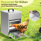 5-kg-Futterautomat für Hühner – Automatischer Futterautomat mit Fußschalter und Mäuseschutz, wasserdichter, verzinkter Futterbehälter für Hühner, Enten und Geflügel – Futtertrog mit Deckel, rostfrei und wetterfest