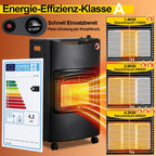 Gasheizung für Innenräume 4200W, Gasofen, Tülle, 2 EU-Adapter Gasheizer mit Schlauchtülle, Druckregler, 2 EU-Adaptern und 4 Rollen für Balkon, überdachte Terrasse und belüftete Räume