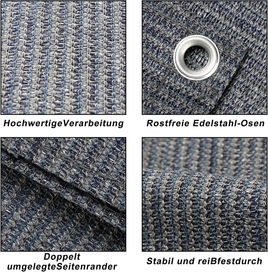 Vorzeltteppich Markisenteppich, Campingteppich atmungsaktiv rutschfest,Waschbare, Zeltteppich mit 12 Löchern, 13 Heringe und Tragetasche,Vorzeltboden Verschiedene Größen(Grau Blau)