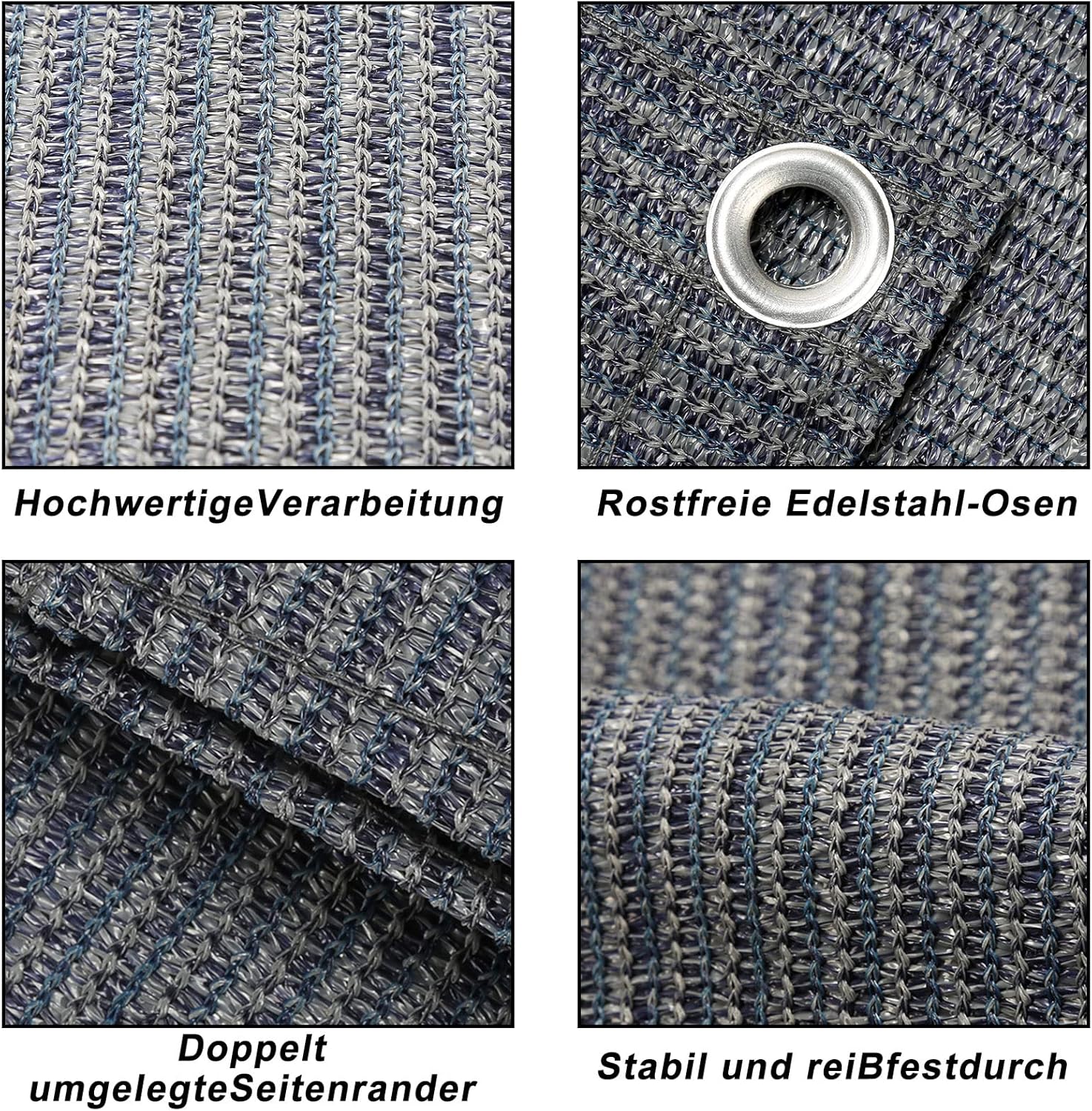 Vorzeltteppich Markisenteppich, Campingteppich atmungsaktiv rutschfest,Waschbare, Zeltteppich mit 12 Löchern, 13 Heringe und Tragetasche,Vorzeltboden Verschiedene Größen(Grau Blau)