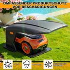 Hochklappbar Mähroboter Garage Kompatible Ladestationen Schutzüberdachung für Rasenroboter Zubehör für Mähroboter Keine Signalblockierung UV-Schutz, Gegen Regen und Hagel 70.5x57x33cm