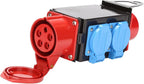 CEE Stromverteiler 400V 16A 5 Polig, CEE Adapter mit 3 x CEE Steckdose 16A IP44 Spritzwassergeschützt, Baustrom Verteiler für Generator Baustelle Werkstatt Camping mobile Stromversorgung