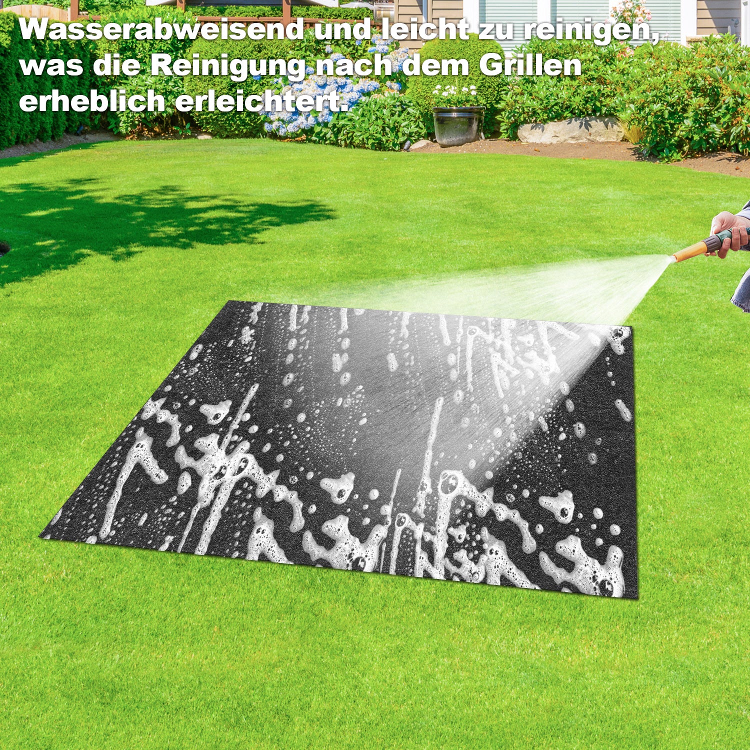 Grillteppich Grillunterlage Grillmatte, 75x120 cm/ 80x120 cm/ 90x120 cm/ 100x120 cm Grillmatten zum Grillen im Garten, Bodenschutzmatte BBQ Schutz Feuerfeste hitzebeständige für Familien-Grillabend auf, Anthrazit
