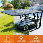 Mähroboter Garage mit Metallfüßen Schutzüberdachung Carport Überdachung für Rasenmäher Rasenroboter UV-Schutz | ideal Gegen Regen und Hagel 43x56x82cm Schwarz
