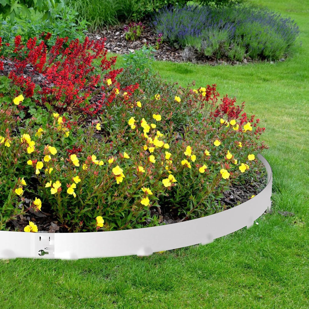 Rasenkante mit Dornen, 100x18cm Rasenkante Metall Beetumrandung, Beeteinfassung Flexible Verformbar Metall Palisade für Garten Bauernhof, Silber/Schwarz