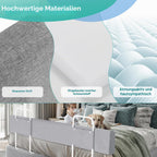 Kinderbettgitter, 150/180/200 cm, Sicherheitsgitter für Babybetten, in 5 Stufen höhenverstellbar, weiches Gitter zum Schutz vor Stürzen, geeignet für Familienbetten und Babybetten, grau