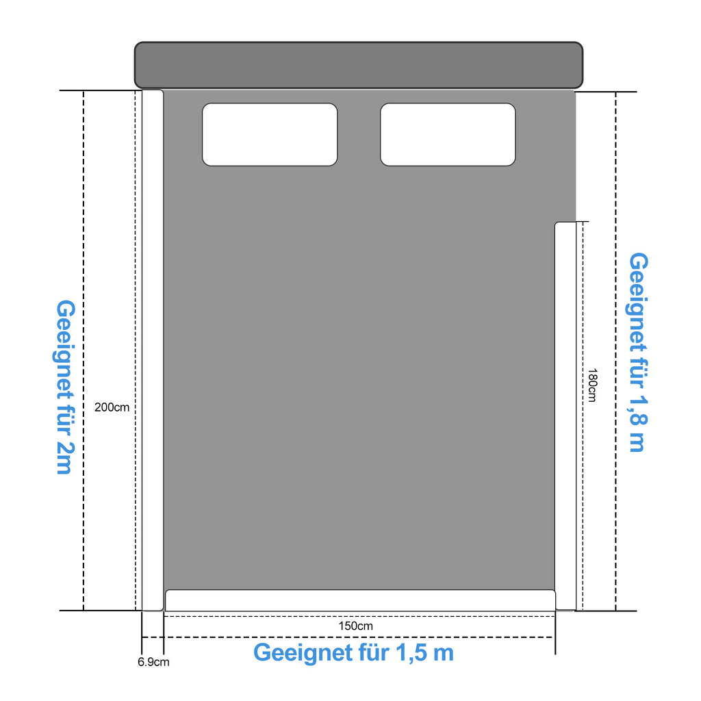 Kinderbettgitter, 150/180/200 cm, Sicherheitsgitter für Babybetten, in 5 Stufen höhenverstellbar, weiches Gitter zum Schutz vor Stürzen, geeignet für Familienbetten und Babybetten, grau