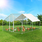 3 × 4 × 2 Meter großer Hühnerstall für den Außenbereich – Geflügelstall aus verzinktem Stahl mit Kuppeldach, geeignet für Hühner, Kaninchen, Gänse, Tauben und Wachteln, mit Metallzaun mit Maschen