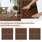 Polypropylen-Terrassenfliesen im Puzzle-Design, 30 x 30 cm, anthrazitgrau/rotbraun, aus Kunststoff | Witterungsbeständig, rutschfest, einfach zu verlegen, geeignet für Terrassen, Balkone und Gärten, leicht zu reinigen, Kunststoffboden, 1–5 Quadratmeter