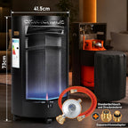 Gasheizung für Innenräume 4200W, Gasofen, 2 Stufen, 2 EU-Adapter Gasheizer mit Dreieckbrenner, Druckregler, Gasschlauch und 2 EU-Adaptern für Balkon, überdachte Terrasse und belüftete Räume