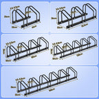 Fahrradständer für 2/3/4/5/6 Fahrräder, bodenmontierter Fahrradständer, Radabstand 30 cm, geeignet für Reifenbreiten von 35–55 mm, für die Montage am Boden oder an der Wand geeignet, schwarz