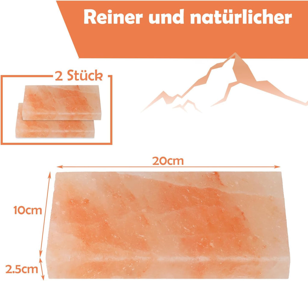 2/4/6/8 set L Salzstein zum Grillen, 20x10x2,5cm Salz Grillsteine, Original Kristallsalz, Wiederverwendbar Salzgrillstein, Salzplatte zum Grillen für BBQ