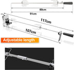 Grillspieß Set, Universal Rotisserie mit 2X Fleischnadeln BBQ Fleischklammer, Griffstück und Edelstahl Motor Elektrischer Drehspieß, Automatischer Fleischwender für Grill, Ofen & Camping