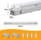 LED Feuchtraumleuchte Wannenleuchte 120cm 18W, 1800 Lumen Neutralweiß 4000K, IP65 Wasserfest mit T8 LED Röhre für Garage Werkstatt Keller Außenbereich