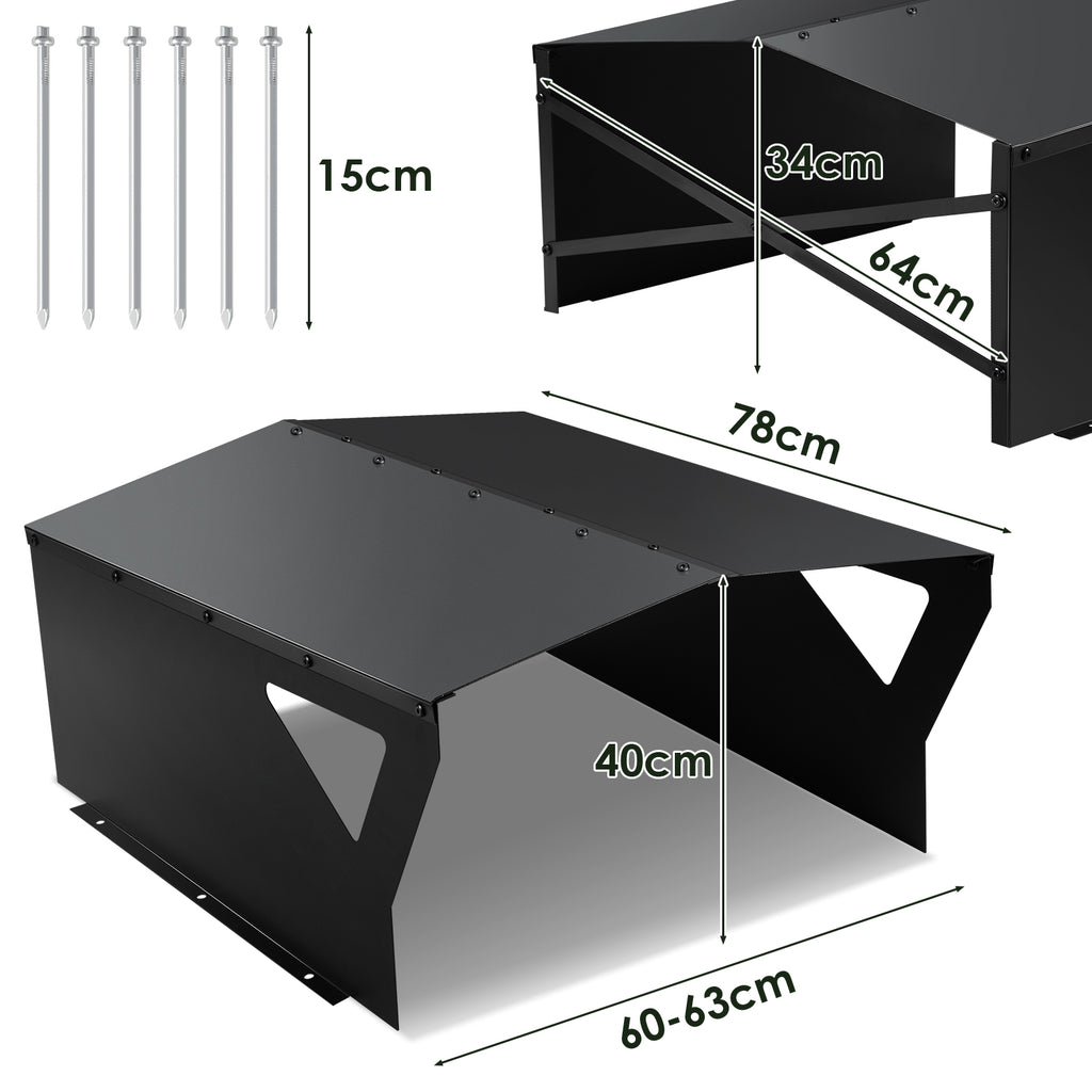 Garage für Mähroboter, 78 x 60 x 34 cm, schwarzer, verzinkter Unterstand, schützt vor Regen, Sonne und Hagel, witterungsbeständig und UV-beständig, geeignet als Überdachung für Gartenmäher und Mähroboter, inklusive Montagezubehör
