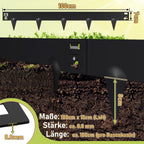 Rasenkante mit Dornen, 100x15cm Rasenkante Metall Beetumrandung, Beeteinfassung Flexible Verformbar Metall Palisade für Garten Bauernhof, Silber/Schwarz