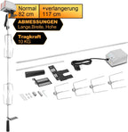 Grillspieß Set, Edelstahl Rotisserie mit 4X Fleischnadeln BBQ Fleischklammer, Griffstück, Motor Elektrischer Drehspieß, Automatischer Fleischwender für Grill, Ofen & Camping