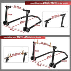 Motorradständer hinten & vorn Motorrad Set, Motorrad Ständer Motorrad Heber mit 4 Rollen Motorrad Hebebühne, Stabilität, Belastbar bis 300 kg