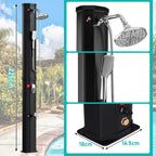 Solardusche 35/40 Liter Solar Gartendusche Inkl Schutzhaube und handbrause, schwenkbarer Duschkopf um 180°, integrierte Fußdusche, max. 60°C Sommerdusche für EIN erfrischendes Duscherlebnis