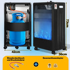 Gasheizung für Innenräume 3800W, Gasofen, 2 Stufen, 2 EU-Adapter Gasheizer mit 2 Heizstufen, ODS-System, 2 EU-Adaptern und 5 Rollen für Balkon, überdachte Terrasse und belüftete Räume
