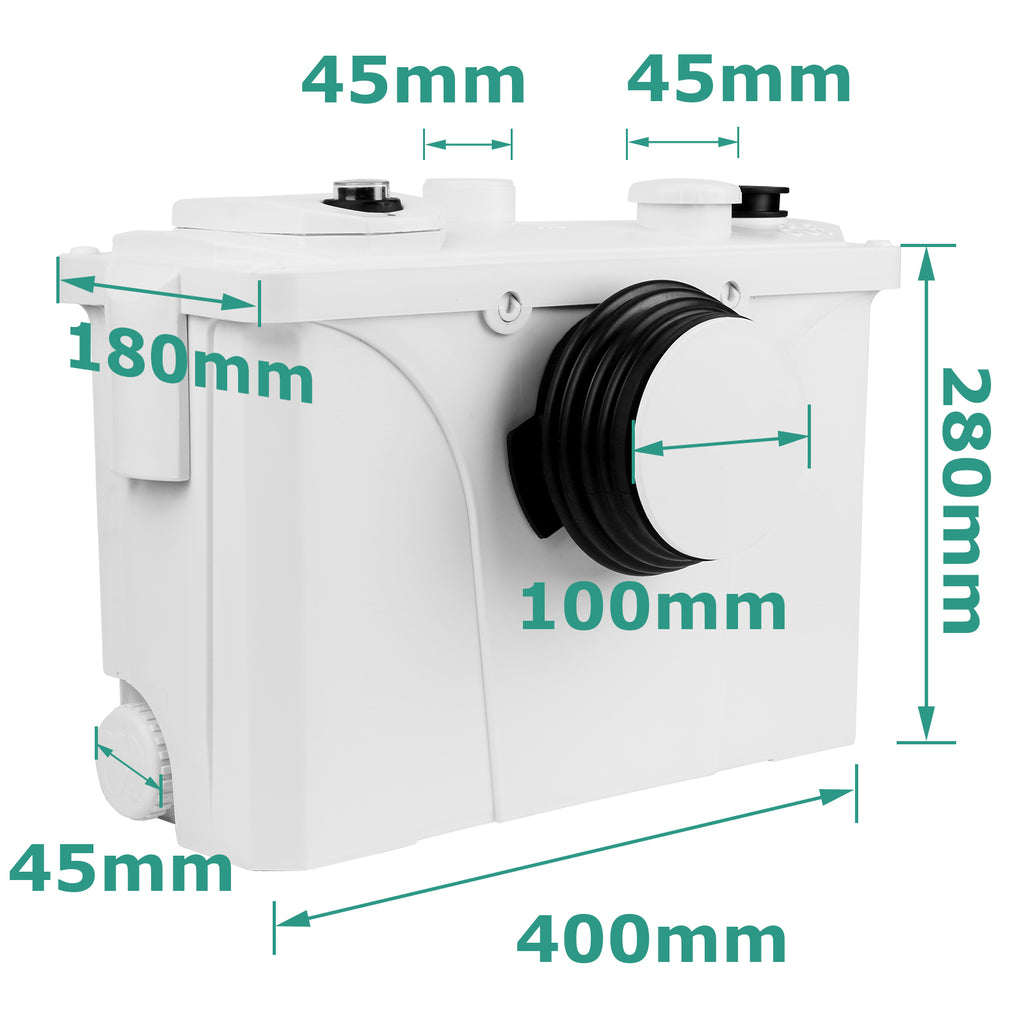 Hebeanlage Schmutzwasserpumpe, 700W Fäkalienpumpe 190L/min Kleinhebeanlage, 4 in 1 Schmutzwasser Abwasser Fäkalien Pumpe für WC Waschmaschine Waschbecken,Sehr Leise